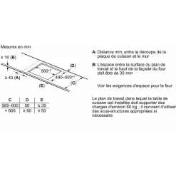 Table de cuisson induction 60cm 4 feux 7400w noir Neff T66FTX4L0