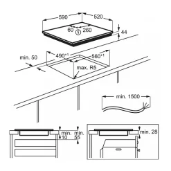Table de cuisson induction 3 feux 7350w blanc Electrolux EIV63342CW/1 série 600