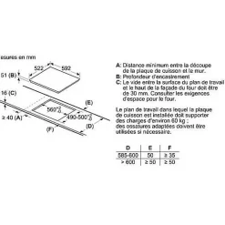Table de cuisson induction 60cm 3 feux 4600wnoir Neff T36FBC1L0