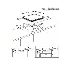 Table de cuisson induction 59cm 3 feux 7200w noir Faure FITN632K