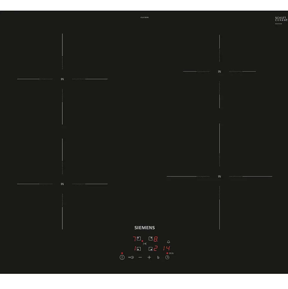 Table de cuisson induction 60cm 4 foyers 4600w noir Siemens EU611BEB5E iq100