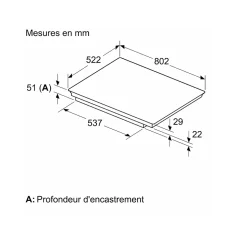 Table de cuisson induction 80cm 4 feux 7400w noir Bosch PXE831HC1E