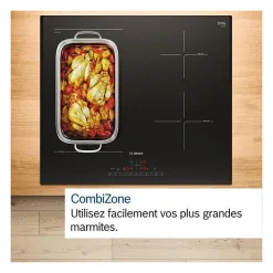 Table de cuisson induction 60cm 5 feux 7400w noir Bosch PVW831HC1E