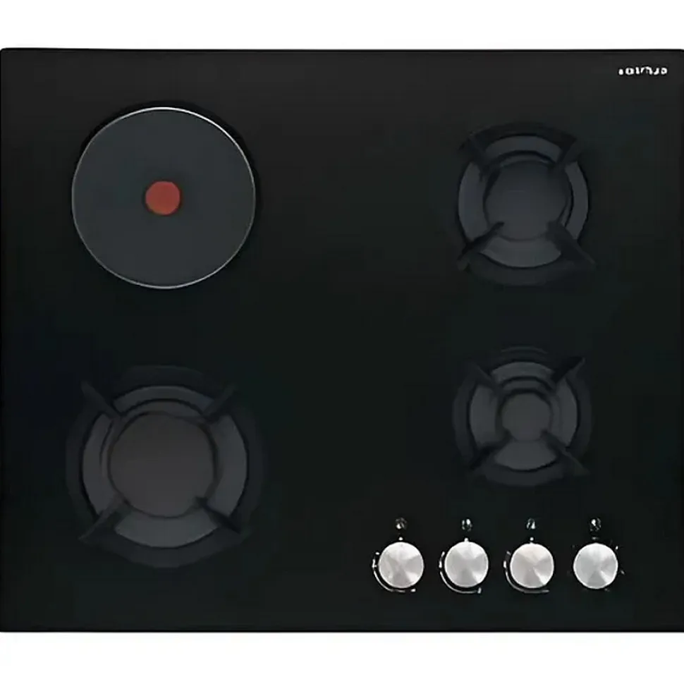 Table de cuisson mixte 60cm 4 feux noir Airlux AV647HBK