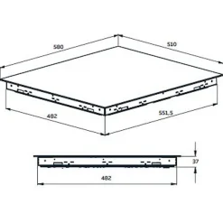 Table de cuisson vitrocéramique 60cm 4 feux 6900w noir Beko HIC64403T séries b300