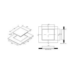 Table de cuisson vitrocéramique 59cm 4 feux 6500w noir Rosieres RH64DBCP/2