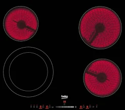 Table de cuisson vitrocéramique 4 feux 6700w noir Beko HIC64502T