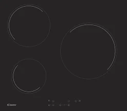 Table de cuisson vitrocéramique 60cm 3 feux 5500w noir Candy CH63CT