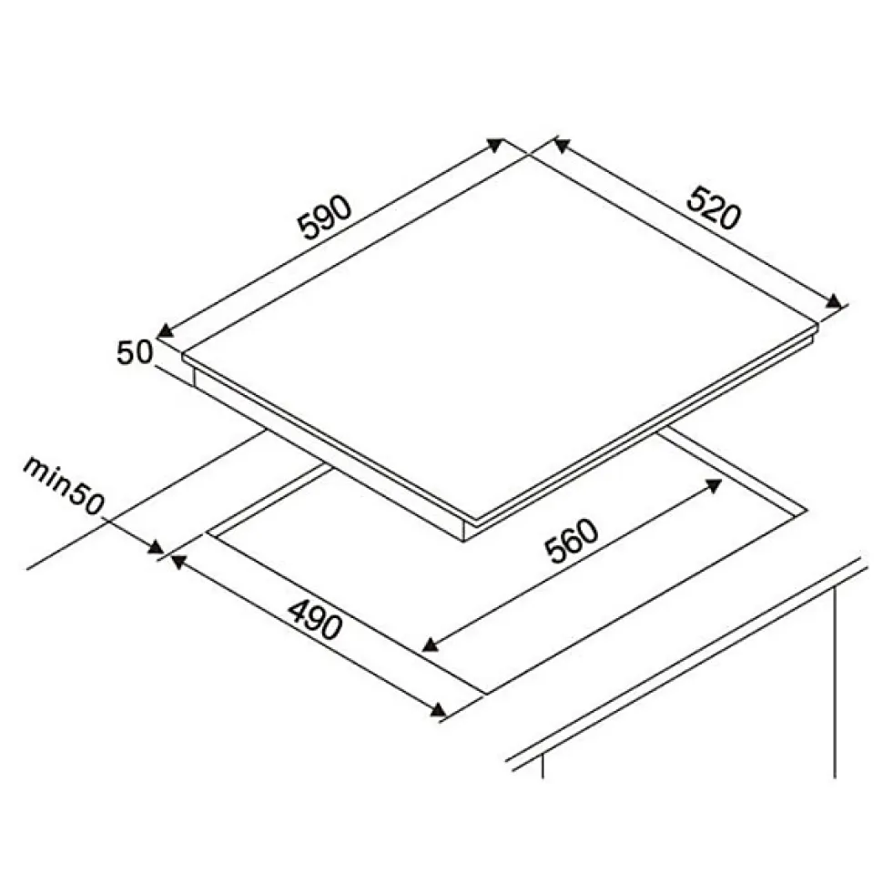 Table de cuisson vitrocéramique - OCEANIC - 4 foyers - Noir