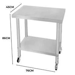 Table de Travail en Inox 76cm x 45cm x 86cm - KuKoo