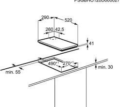 Table domino verre gaz 30cm 3900w noir Electrolux EGC3322NVK série 300