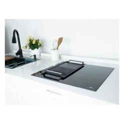 Table induction 4 zones flex avec double bridge - 7200W - slider - 4 boosters - noir