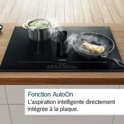 Table induction Aspirante - BOSCH SER6 - PVQ811H26E Noir - 4-foyers - Home Connect - L802xP522 mm