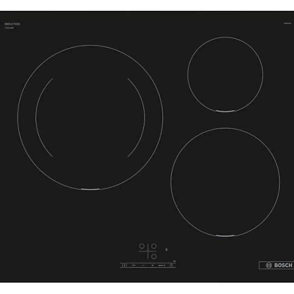 Table induction 60cm - BOSCH PUJ611BB5E SER4 Noir - 3 foyers - L592xP522 mm