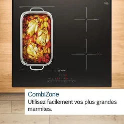 Table induction 60cm - BOSCH SER6 - PVS63KHC1E Noir - 4-foyers - Home Connect - L592xP522 mm