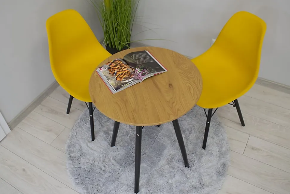 Table ronde VALORA KOVA 60 cm - Table de salle à manger moderne en chêne miel