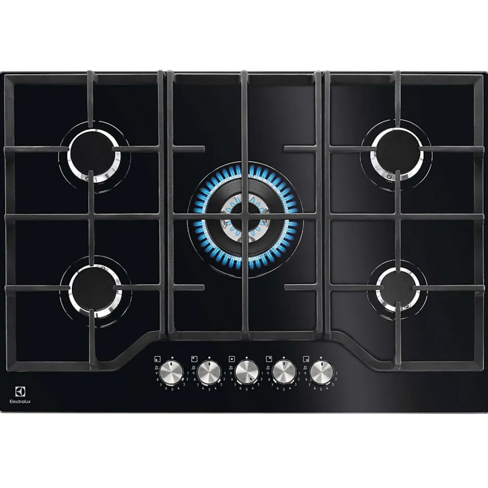 Table verre gaz 74cm 5 foyers noir Electrolux KGG75362K