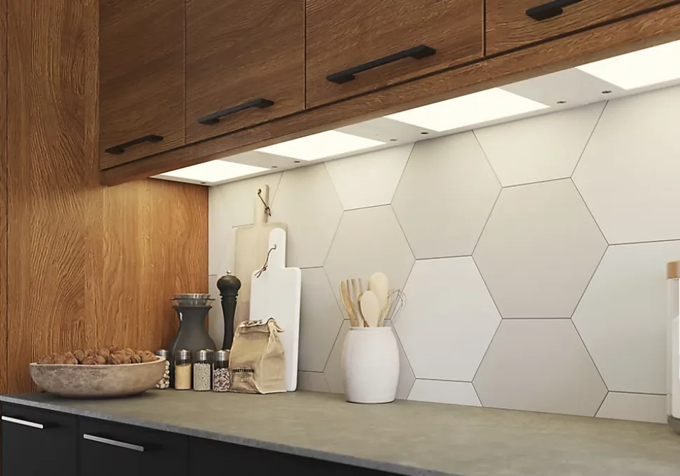 Tablette avec LED integrées de dessous de meuble haut GoodHome Caraway blanc l. 36,4 cm x L. 31,9 cm x H. 18,2 mm