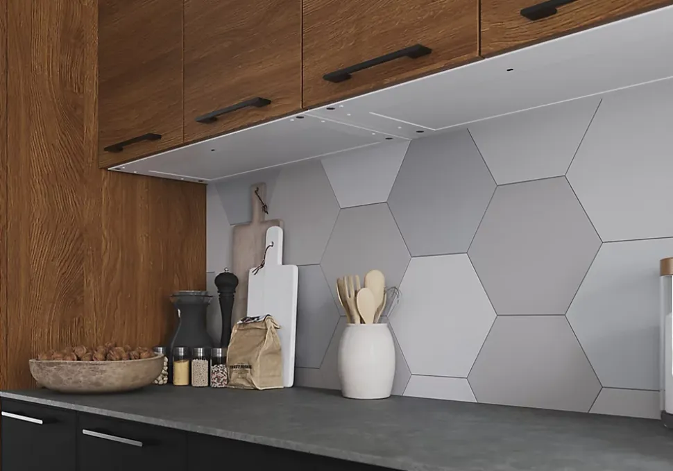 Tablette avec LED integrées de dessous de meuble haut GoodHome Caraway blanc l. 76,4 cm x L. 31,9 cm x H. 18,2 mm