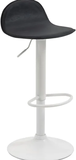 Tabouret Bar Design Lana V2 Réglable, Chaise Haute Bistrot, Dossier Repose-pied Piétement Métal Noir/Blanc