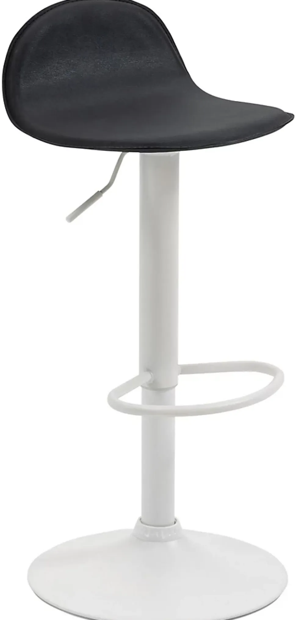 Tabouret Bar Design Lana V2 Réglable, Chaise Haute Bistrot, Dossier Repose-pied Piétement Métal Noir/Blanc