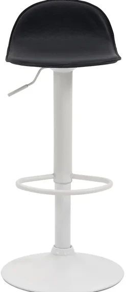 Tabouret Bar Design Lana V2 Réglable, Chaise Haute Bistrot, Dossier Repose-pied Piétement Métal Noir/Blanc