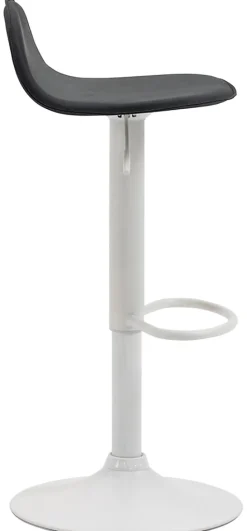 Tabouret Bar Design Lana V2 Réglable, Chaise Haute Bistrot, Dossier Repose-pied Piétement Métal Noir/Blanc