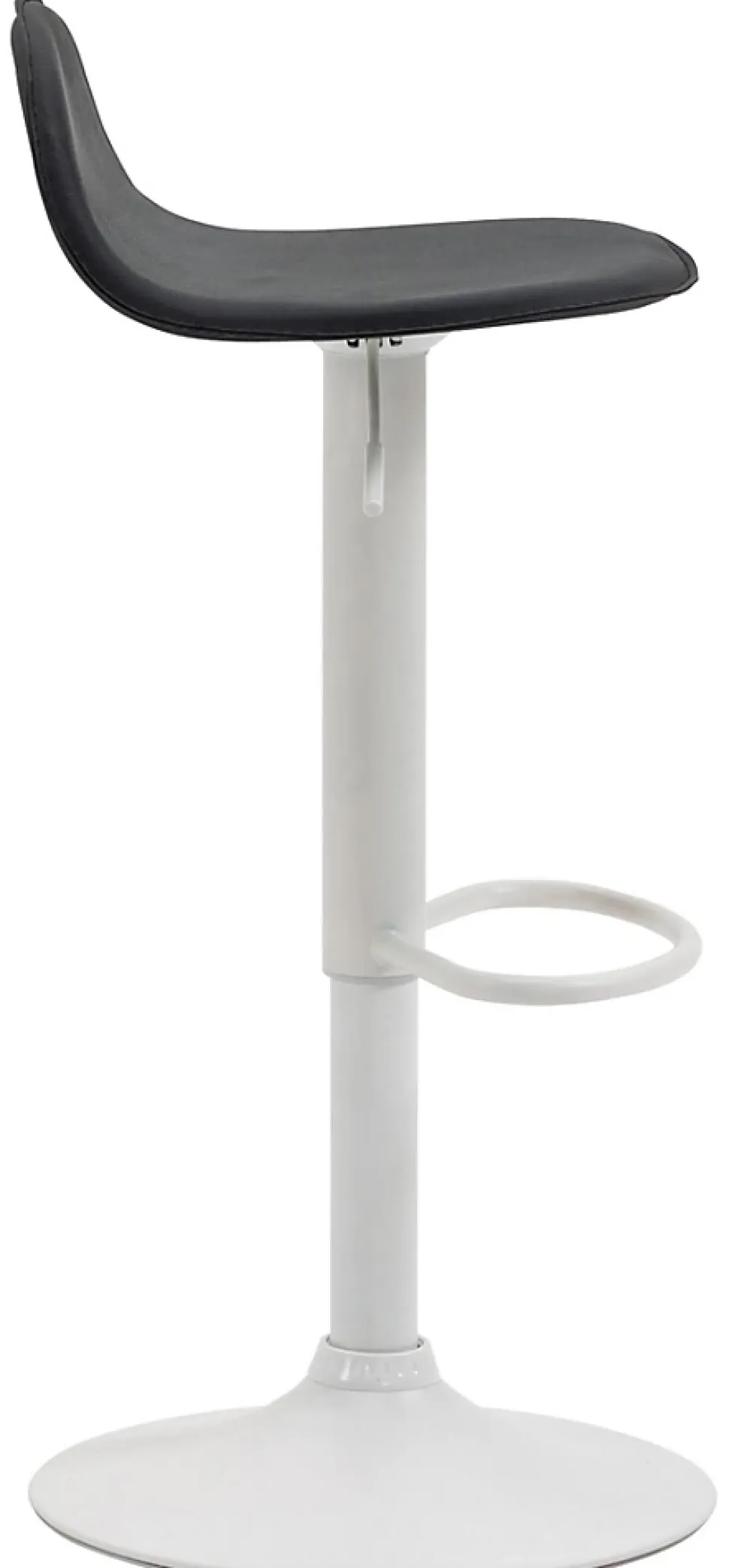 Tabouret Bar Design Lana V2 Réglable, Chaise Haute Bistrot, Dossier Repose-pied Piétement Métal Noir/Blanc