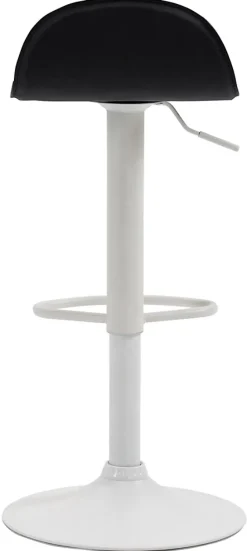 Tabouret Bar Design Lana V2 Réglable, Chaise Haute Bistrot, Dossier Repose-pied Piétement Métal Noir/Blanc