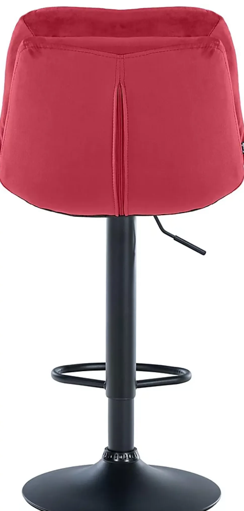 Tabouret de bar ajustable Laurel, velours, pivotant, dossier, repose-pieds, rembourré Métalnoirmat/Rouge