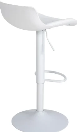 Tabouret de bar Aveiro similicuir, réglable en hauteur, avec pied trompette, structure métallique, protection sol Blanc