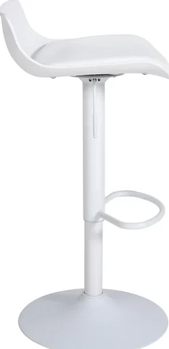 Tabouret de bar Aveiro similicuir, réglable en hauteur, avec pied trompette, structure métallique, protection sol Blanc