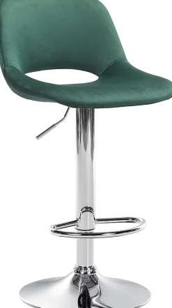 Tabouret de bar Camden, Revêtement velours, Pivotant Métalchromé/Vert
