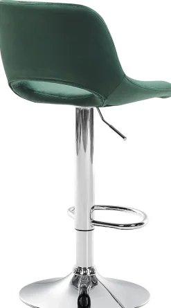 Tabouret de bar Camden, Revêtement velours, Pivotant Métalchromé/Vert