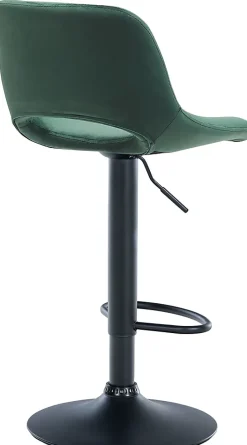 Tabouret de bar Camden, Revêtement velours, Pivotant Métalnoirmat/Vert