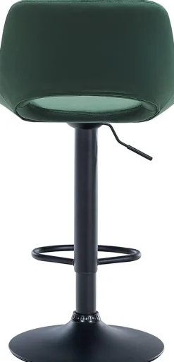 Tabouret de bar Camden, Revêtement velours, Pivotant Métalnoirmat/Vert