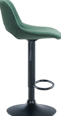 Tabouret de bar Camden, Revêtement velours, Pivotant Métalnoirmat/Vert