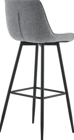 Tabouret de bar Dartford, Chaise de bar rembourrée, Tabouret de bar avec structure métallique et dossier Gris/Tissu