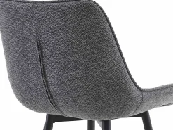 Tabouret de bar Dartford, Chaise de bar rembourrée, Tabouret de bar avec structure métallique et dossier Grisfoncé/Tissu