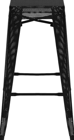 Tabouret de bar empilable Etowah, look industriel, structure métallique stable et gain de place. Noir