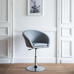 Tabouret de bar en simili gris GABIN - HAPPY GARDEN