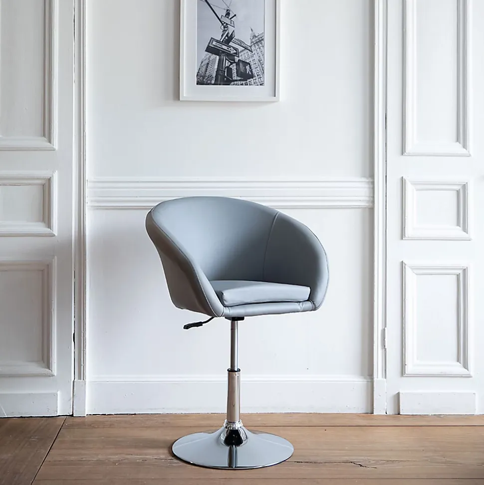 Tabouret de bar en simili gris GABIN - HAPPY GARDEN