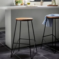 Tabouret de bar GoodHome Maloux noir
