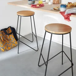 Tabouret de bar GoodHome Maloux noir