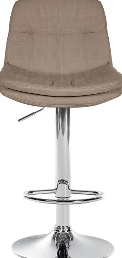 Tabouret de bar Laurel avec tissu, réglable en hauteur, pivotant, repose-pieds, dossier rembourré Métalchromé/Taupe
