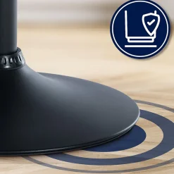 Tabouret de bar Olinda velours, chaise réglable, pivotante, dossier, repose-pieds Bleu/Noir