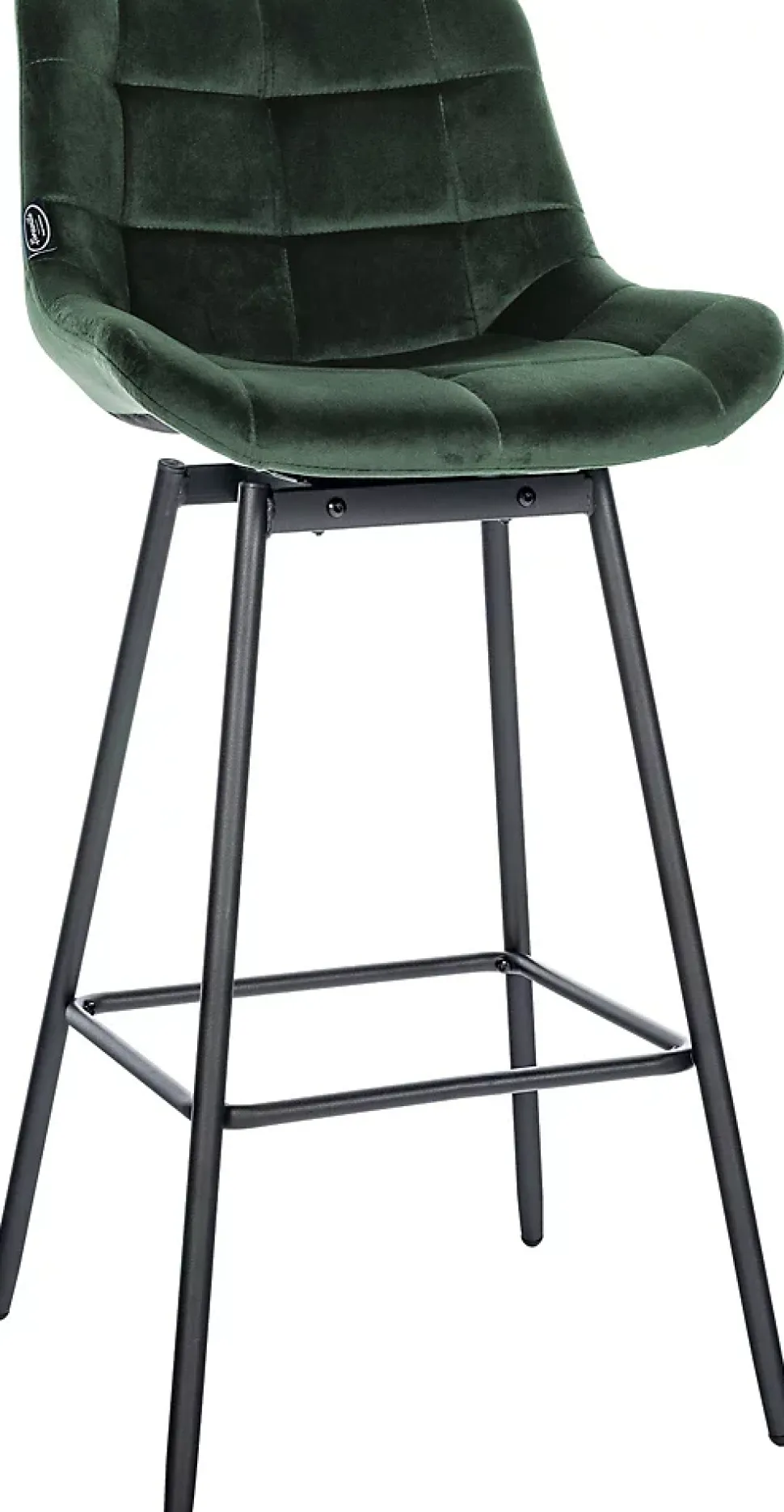 Tabouret de bar pivotant Weston pivotant à 90 degrés, réglage, assise rembourrée, structure métallique Vertfoncé/Velours