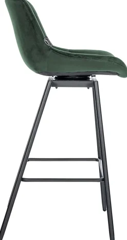 Tabouret de bar pivotant Weston pivotant à 90 degrés, réglage, assise rembourrée, structure métallique Vertfoncé/Velours