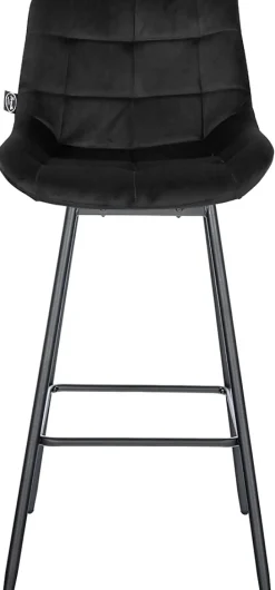 Tabouret de bar pivotant Weston pivotant à 90 degrés, réglage, assise rembourrée, structure métallique Noir/Velours