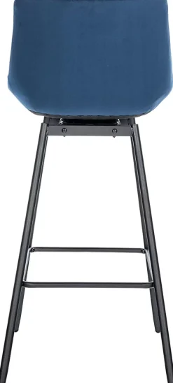 Tabouret de bar pivotant Weston pivotant à 90 degrés, réglage, assise rembourrée, structure métallique Bleu/Velours